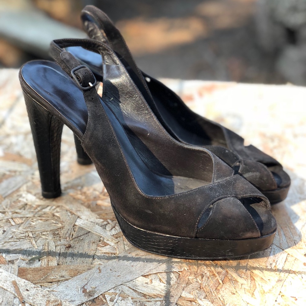 Chocolate Suede Sling-Back